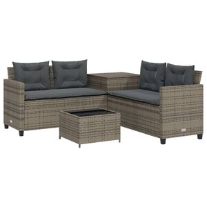 vidaXL L-alak&uacute; sz&uuml;rke polyrattan kerti kanap&eacute; asztallal &eacute;s p&aacute;rn&aacute;kkal
