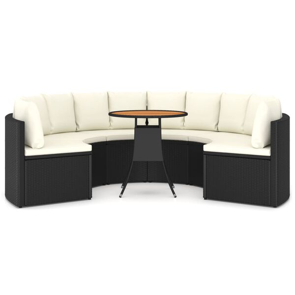 vidaXL 7 r&eacute;szes fekete polyrattan kerti kanap&eacute;szett p&aacute;rn&aacute;kkal