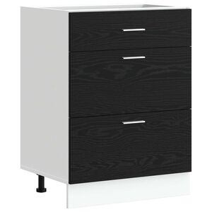 vidaXL Konyhai als&oacute; szekr&eacute;ny Fekete t&ouml;lgy 60 x 46 x 81,5 cm Faanyag
