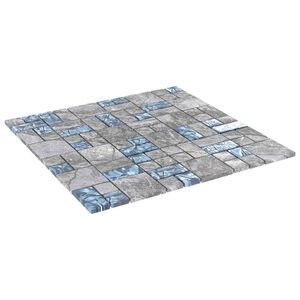 vidaXL Mozaik csempe 11 pcs Sz&uuml;rke &eacute;s K&eacute;k 50 x 50 cm &Uuml;veg