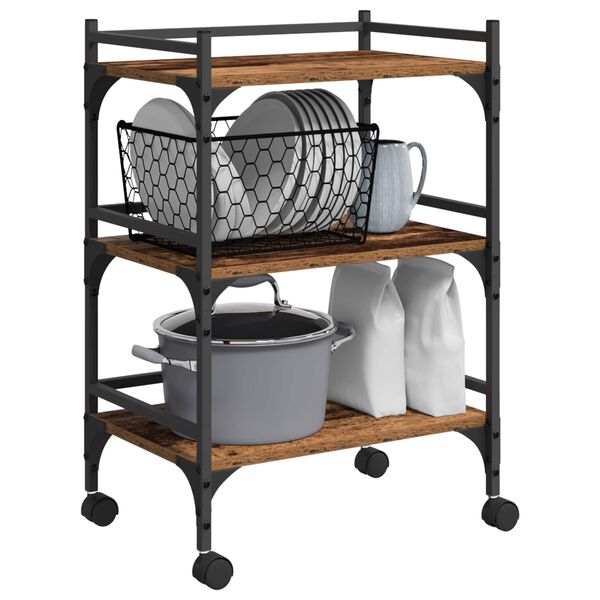 vidaXL Konyhai kocsi &Ouml;reg fa 50 x 35 x 75.5 cm Faanyag