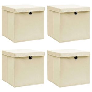 vidaXL 4 db kr&eacute;msz&iacute;nű sz&ouml;vet t&aacute;rol&oacute;doboz fed&eacute;llel 32 x 32 x 32 cm