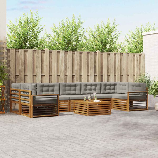 vidaXL K&uuml;lt&eacute;ri kanap&eacute; szett 8 pcs Term&eacute;szetes &eacute;s Vil&aacute;gossz&uuml;rke