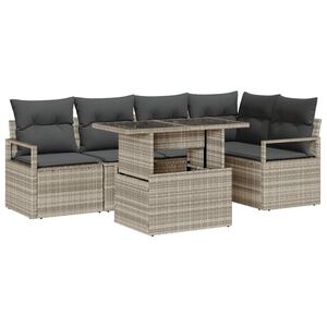 vidaXL Kerti Kanap&eacute; Szett t&aacute;rol&oacute;val 6 pcs Vil&aacute;gossz&uuml;rke Poli rattan