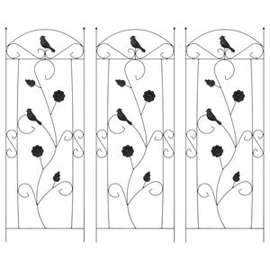 vidaXL Kerti Ker&iacute;t&eacute;s 3 pcs Fekete 110 x 40 cm Ac&eacute;l