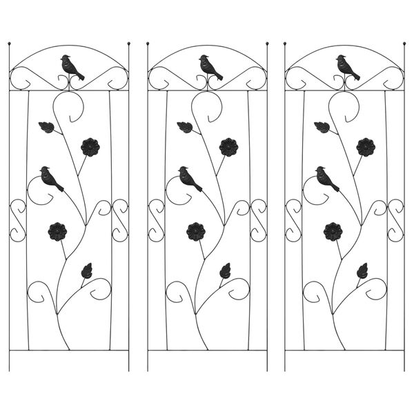 vidaXL Kerti Ker&iacute;t&eacute;s 3 pcs Fekete 112 x 40 cm Ac&eacute;l