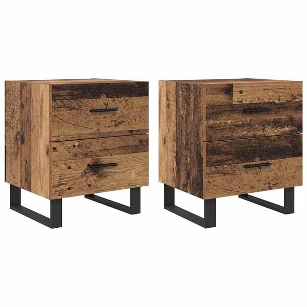 vidaXL &Eacute;jjeliszekr&eacute;ny 2 pcs R&eacute;gi fa &eacute;s fekete 40 x 35 x 47,5 cm