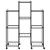 vidaXL fekete vas virágtartó állvány kerekekkel 83 x 25 x 103,5 cm