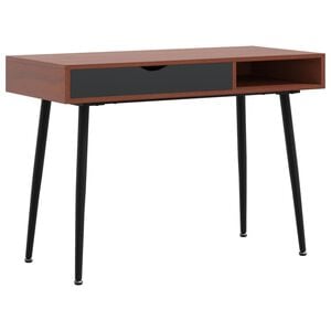 vidaXL barna szerelt fa sz&aacute;m&iacute;t&oacute;g&eacute;pasztal fi&oacute;kkal 110 x 50 x 75 cm