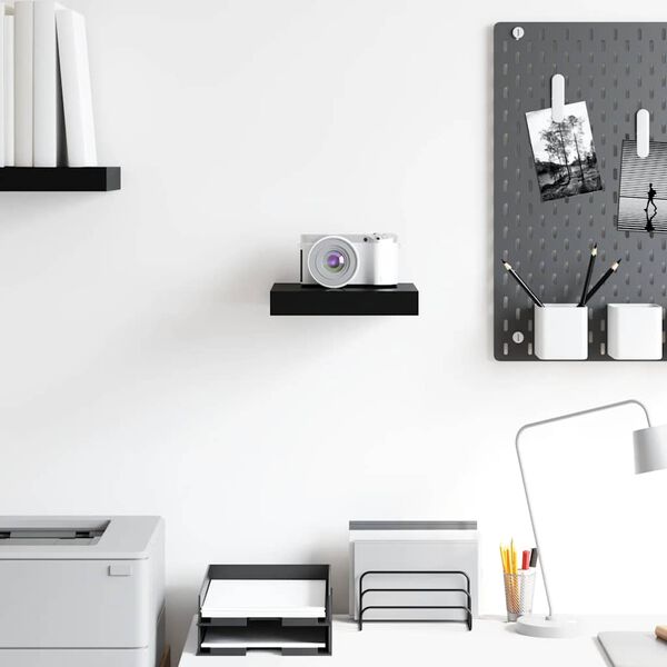 vidaXL magasf&eacute;nyű fekete MDF lebegő fali polc 23 x 23,5 x 3,8 cm