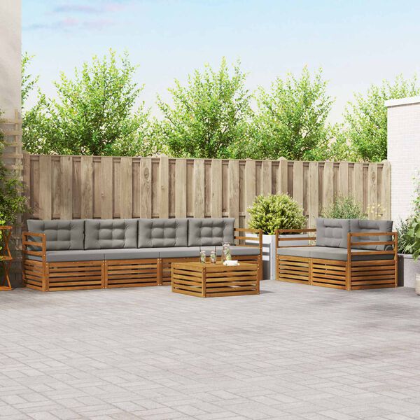 vidaXL K&uuml;lt&eacute;ri kanap&eacute; szett 7 pcs Term&eacute;szetes &eacute;s Vil&aacute;gossz&uuml;rke