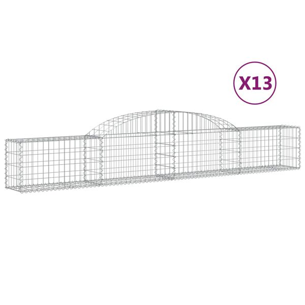 vidaXL 13 db &iacute;ves horganyzott vas gabion kos&aacute;r 300x30x40/60 cm