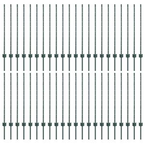 vidaXL Be&aacute;gyazott ker&iacute;t&eacute;soszlop 44 db Z&ouml;ld 140 cm Porsz&oacute;rt ac&eacute;l