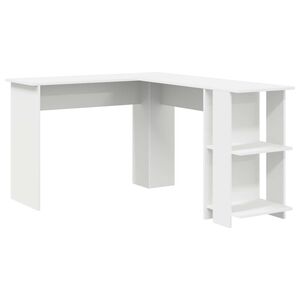 vidaXL Sarok&iacute;r&oacute;asztal Feh&eacute;r Szerelt Fa 140 x 113,5 x 75 cm