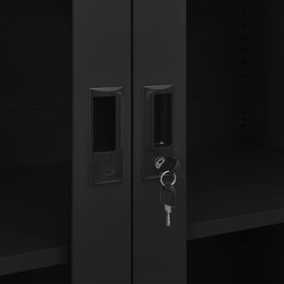 vidaXL fekete acél irodai szekrény 90 x 40 x 180 cm