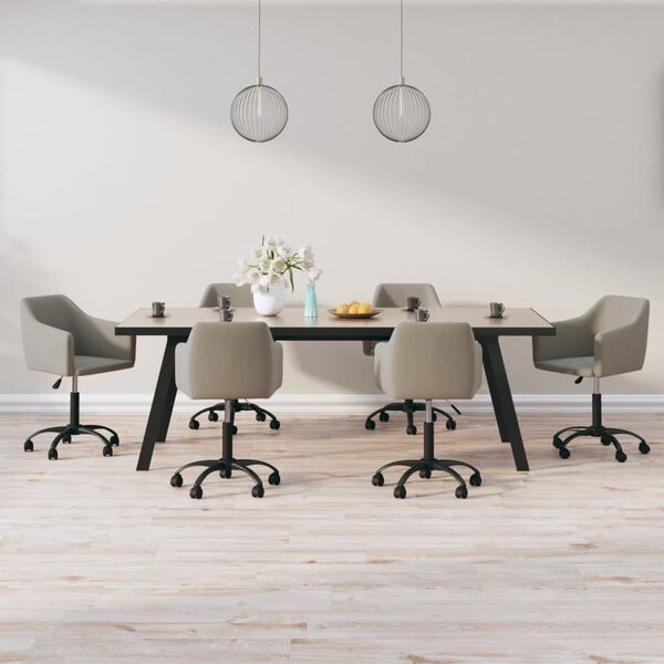 vidaXL 6 db világosszürke bársony forgó étkezőszék