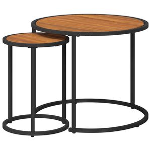 vidaXL K&aacute;vasztal Szett 2 pcs Term&eacute;szetes &eacute;s Fekete 55 x 55 x 45 cm