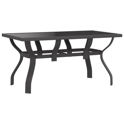 vidaXL szürke és fekete acél és üveg kerti asztal 140x70x70 cm