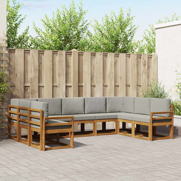 vidaXL K&uuml;lt&eacute;ri kanap&eacute; szett 9 pcs Term&eacute;szetes &eacute;s Vil&aacute;gossz&uuml;rke