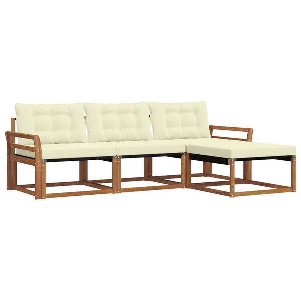 vidaXL K&uuml;lt&eacute;ri kanap&eacute; szett p&aacute;rn&aacute;val 4 pcs Term&eacute;szetes &eacute;s kr&eacute;msz&iacute;nű