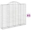 vidaXL 5 db &iacute;ves horganyzott vas gabion kos&aacute;r 200x30x160/180 cm
