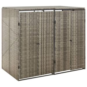 vidaXL sz&uuml;rke polyrattan dupla kerekeskuka t&aacute;rol&oacute;f&eacute;szer 140x80x117 cm