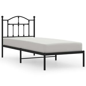 vidaXL fekete f&eacute;m &aacute;gykeret fejt&aacute;ml&aacute;val 80 x 200 cm