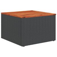 vidaXL fekete polyrattan és akácfa kerti asztal 55x55x37 cm
