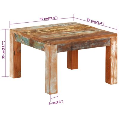 vidaXL tömör újrahasznosított fa dohányzóasztal 55 x 55 x 35 cm