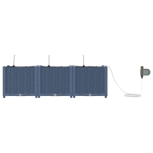 vidaXL Kerti cser&eacute;p 3 pcs Sz&uuml;rke 120 x 40 x 37,5 cm Műanyag