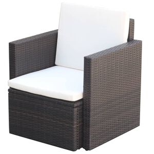 vidaXL barna polyrattan kerti sz&eacute;k h&aacute;t- &eacute;s &uuml;lőp&aacute;rn&aacute;val