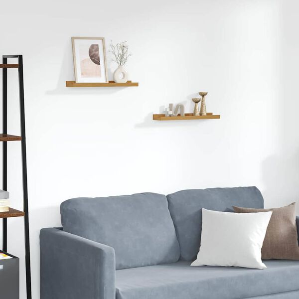 vidaXL Falpolc polcokkal t&aacute;rol&oacute;val 2 pcs B&eacute;zs 40 x 9 x 3 cm Faanyag