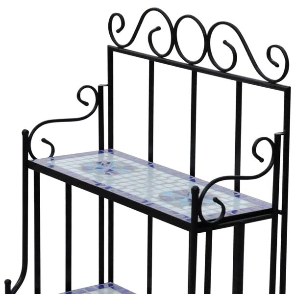 Kék és fehér mozaikmintás növénytartó állvány