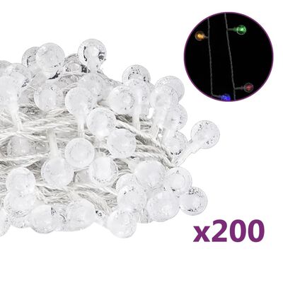 vidaXL gömb alakú 8 funkciós színes tündérfényfüzér 200 LED-del 20 m
