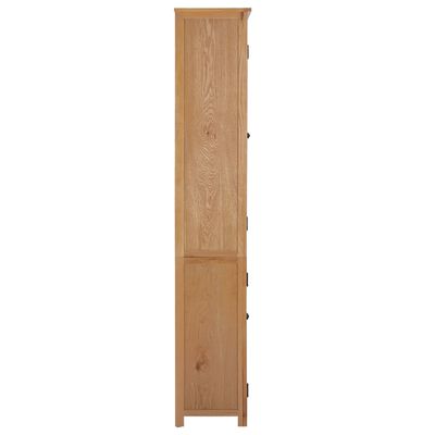 vidaXL tömör tölgyfa és üveg könyvespolc 4 ajtóval 90 x 35 x 200 cm