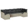 vidaXL Kerti Kanap&eacute; Szett p&aacute;rn&aacute;val 7 pcs Vil&aacute;gossz&uuml;rke Poly Rattan