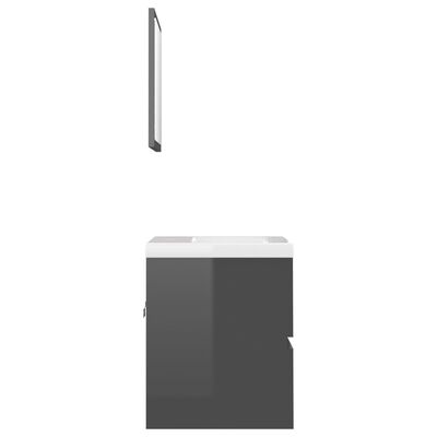 vidaXL magasfényű szürke forgácslap fürdőszobai bútorszett