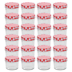 vidaXL 24 db 110 ml-es befőttes&uuml;veg piros-feh&eacute;r tetővel