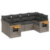 vidaXL 6 r&eacute;szes sz&uuml;rke polyrattan kerti &uuml;lőgarnit&uacute;ra p&aacute;rn&aacute;kkal