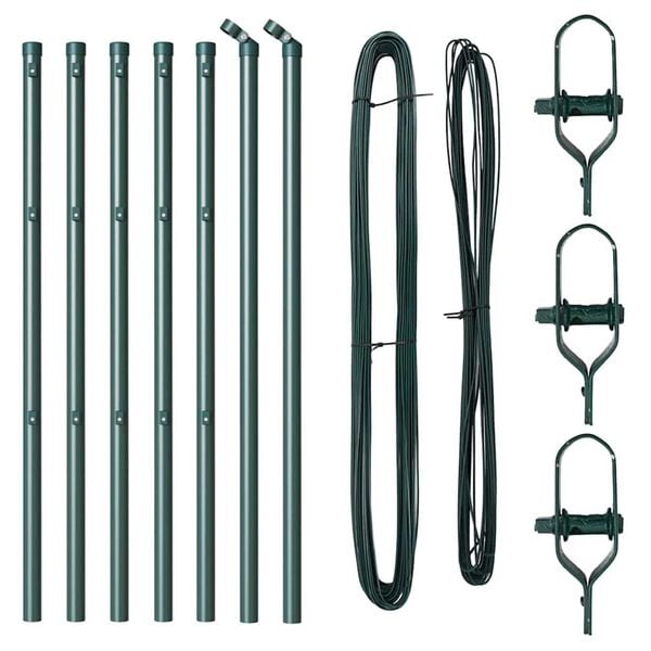 vidaXL Kerítoszlopok 7 pcs Zöld Ø32mm 80 cm Horganyzott acél