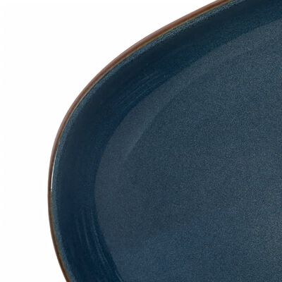 vidaXL barna és kék kerámia ovális asztali mosdó 59 x 40 x 14 cm