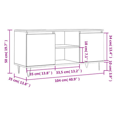 vidaXL szürke sonoma színű szerelt fa TV-szekrény 104x35x50 cm