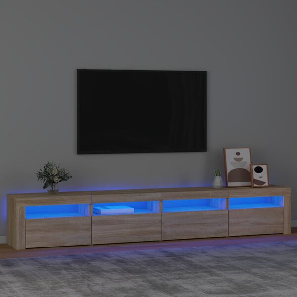 vidaXL sonoma t&ouml;lgy sz&iacute;nű TV-szekr&eacute;ny LED-l&aacute;mp&aacute;kkal 240x35x40 cm