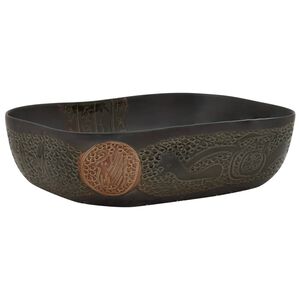 vidaXL fekete ker&aacute;mia n&eacute;gysz&ouml;gletes asztali mosd&oacute; 48 x 37,5 x 13,5 cm