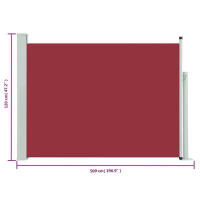 vidaXL piros behúzható oldalsó terasznapellenző 117 x 600 cm