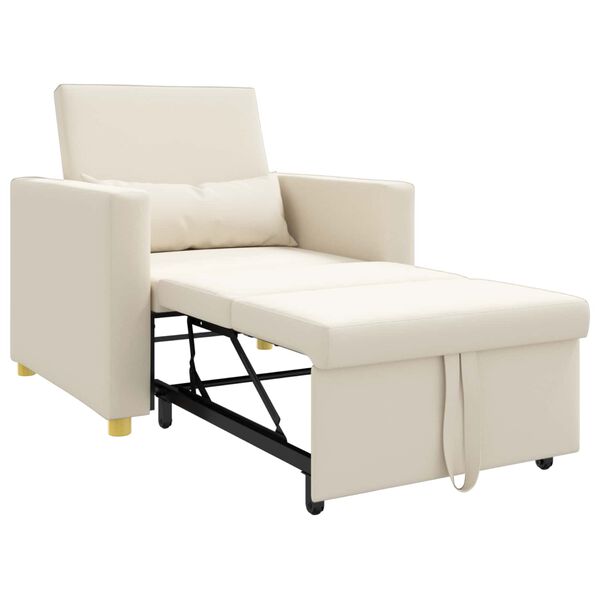 vidaXL Kih&uacute;zhat&oacute; kanap&eacute;&aacute;gy egyszem&eacute;lyes Kr&eacute;mfeh&eacute;r 90 x 165 x 87 cm