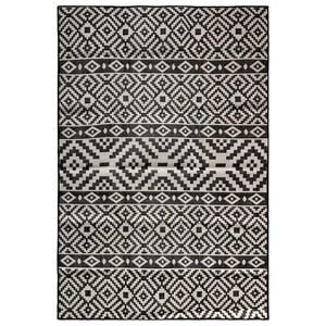 vidaXL fekete cs&iacute;kos lapos sz&ouml;v&eacute;sű k&uuml;lt&eacute;ri szőnyeg 140 x 200 cm