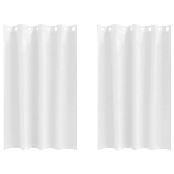 vidaXL Fekete F&uuml;gg&ouml;ny Gyűrűkkel 2 pcs Tiszta Feh&eacute;r 175 x 140 cm