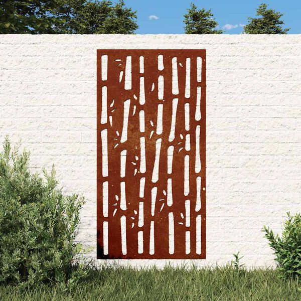 vidaXL bambuszmint&aacute;s corten ac&eacute;l kerti fald&iacute;sz 105 x 55 cm