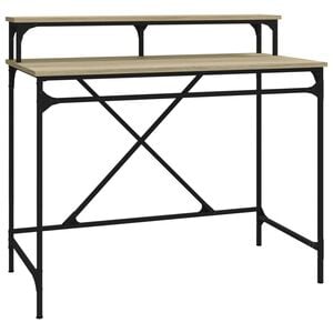 vidaXL sonoma t&ouml;lgysz&iacute;nű szerelt fa &eacute;s vas &iacute;r&oacute;asztal 100 x 50 x 90 cm